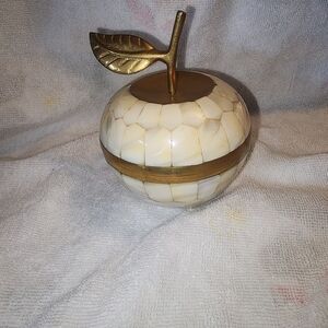 Brass and Mother of Pearl Apple Shaped Decorative Box